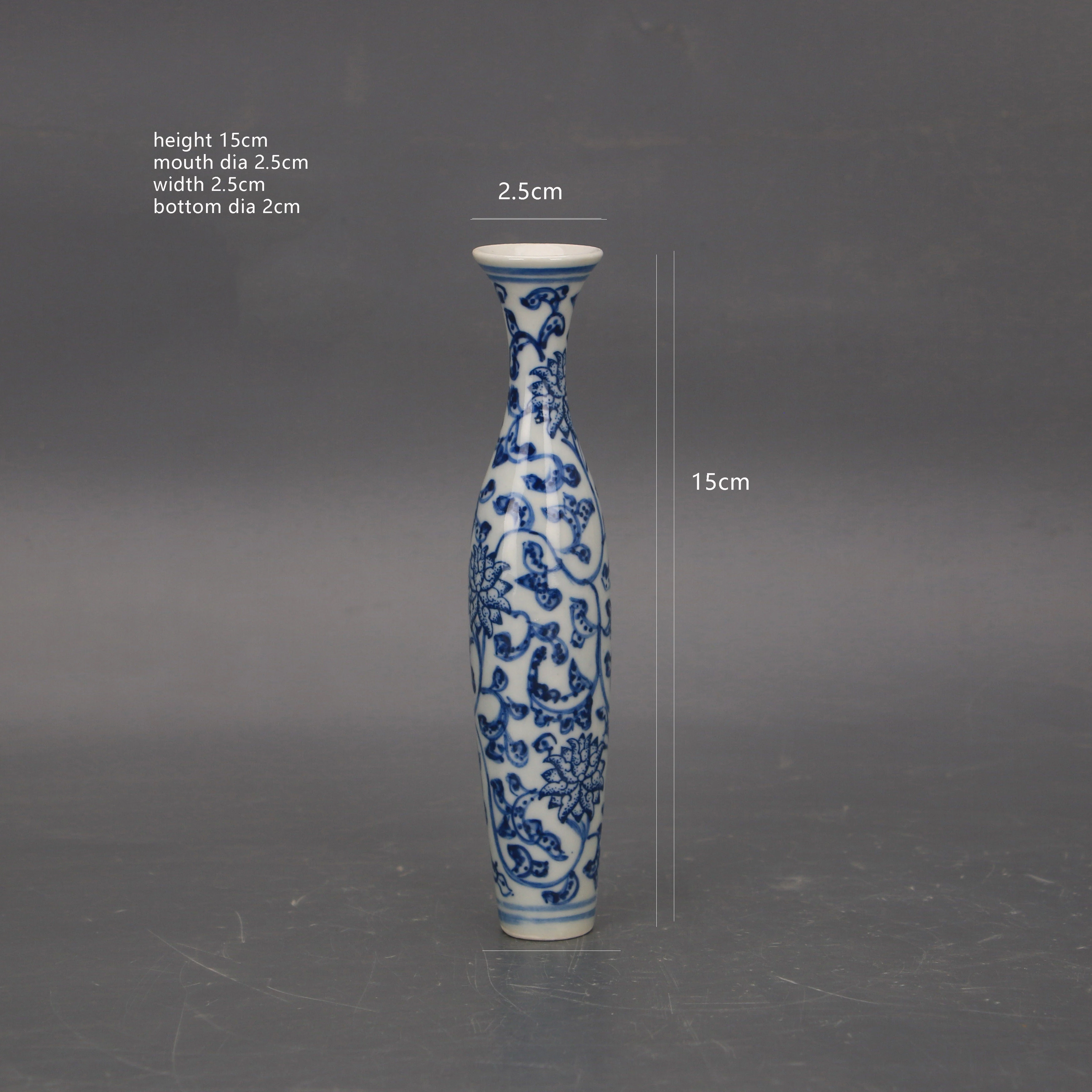 Blue And White Entwined Lotus Pattern Willow Leaf Vas Jingdezhen Antique Porcelain Handmade Hand-painted Small Vase