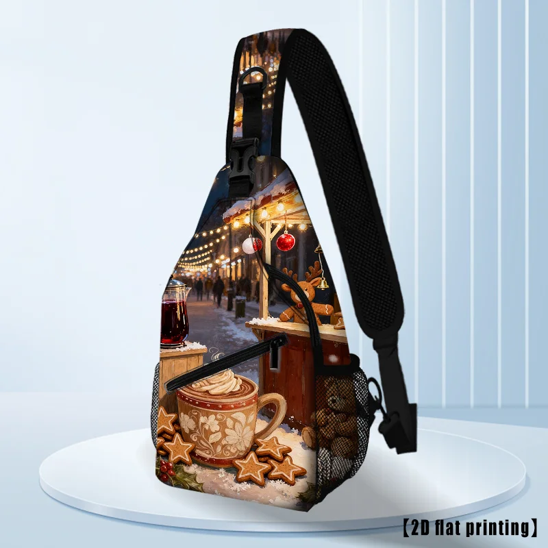 حقيبة ظهر للرجال والنساء لعيد الميلاد والزنجبيل وقصب الحلوى بطباعة مسطحة مع أشرطة قابلة للتعديل