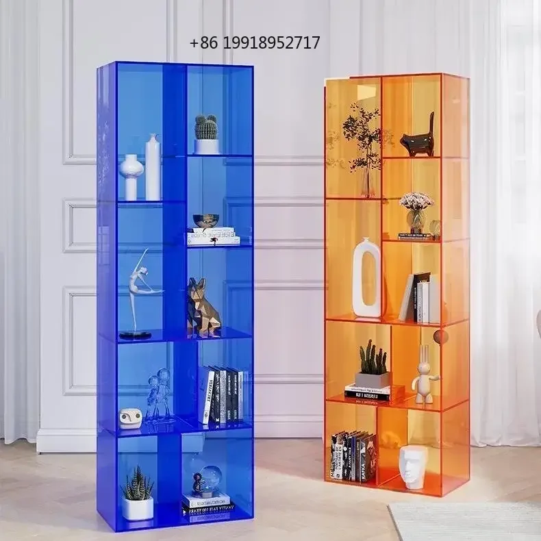 Modern Transparent Bookcases for Art Museums Acrylic Display Shelves Bookcase Light Luxury Creative Bookshelf Bars JJ858