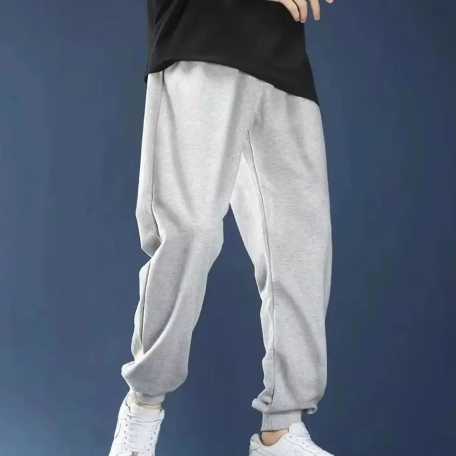 Men's Fleece Casual Sweatpants Unisex Solid Loose Sports Trousers Streetwear Autumn Winter Jogging Fitness Fashion Pants