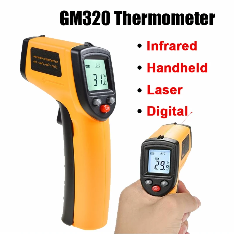 GM320 Industrial Thermometer Handheld Non-Contact Ir Infrared Thermometer Digital Lcd Laser Industrial Surface Temperature Meter