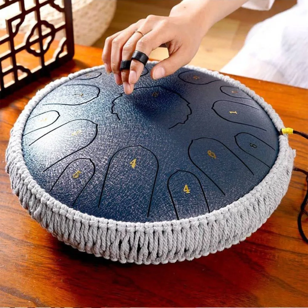 14 Inch 15 Notes Steel Tongue Drums Meditation Yoga Ethereal Drum Percussion Instruments Handpan Drum with Accessories Gifts