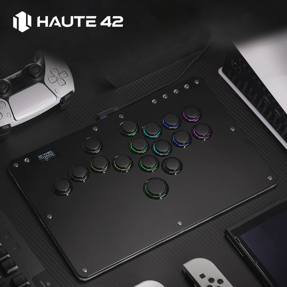 Haute42 R16 Black Rim Leverless Arcade Controller Hitbox FightStick Stickless Arcade Stick For PC/PS4/PS5 Leverless Hitbox