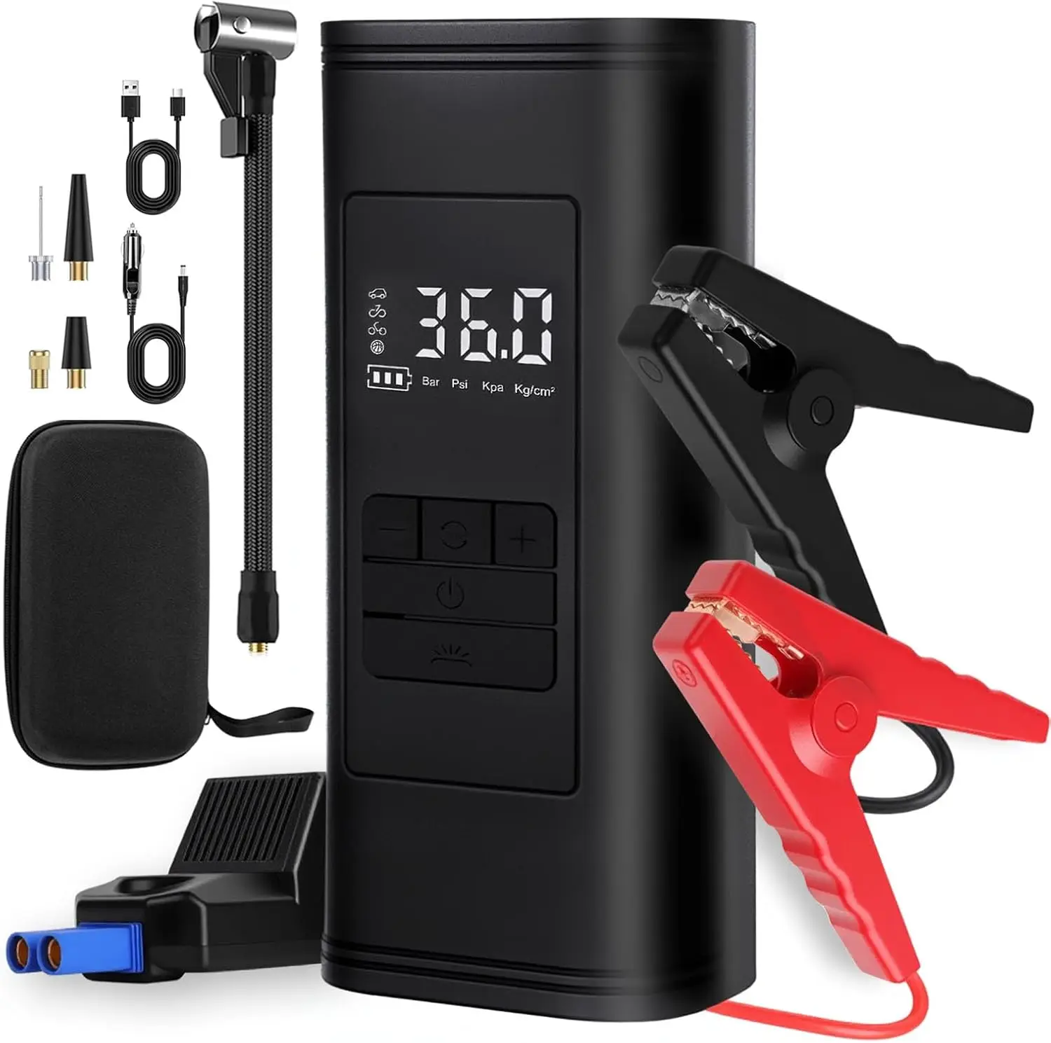 

Portable Tire Inflator 150PSI Air Compressor, DC 12V Electric Bike & Car Tire Pump with Gauge and LED Light