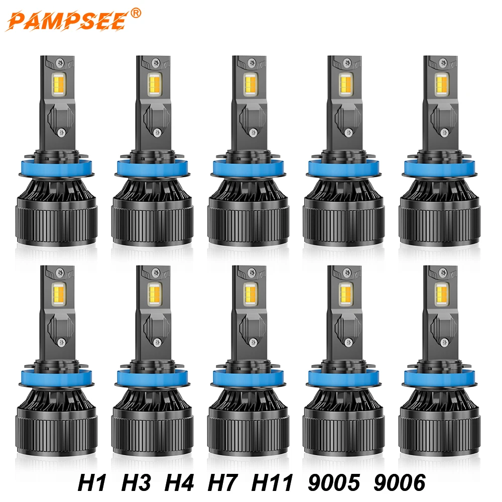 2Pcs H7 Tri colors LED Headlights H1 H4 H3 H11 H8 HB4 HB3 9005 9006 6000K 4300K 3000K Yellow For 3color Car Fog Lights C8S