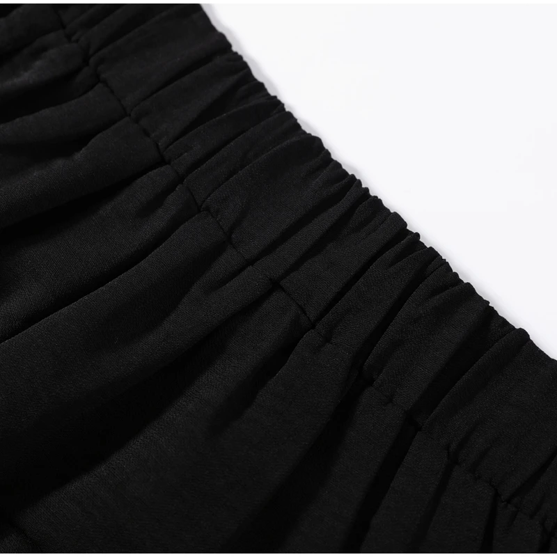 Chic Women's Solid Cascading Ruffles Flare Pants Chiffon High Waist Female Black Trousers 2026 Summer Lady All-match Trouser New
