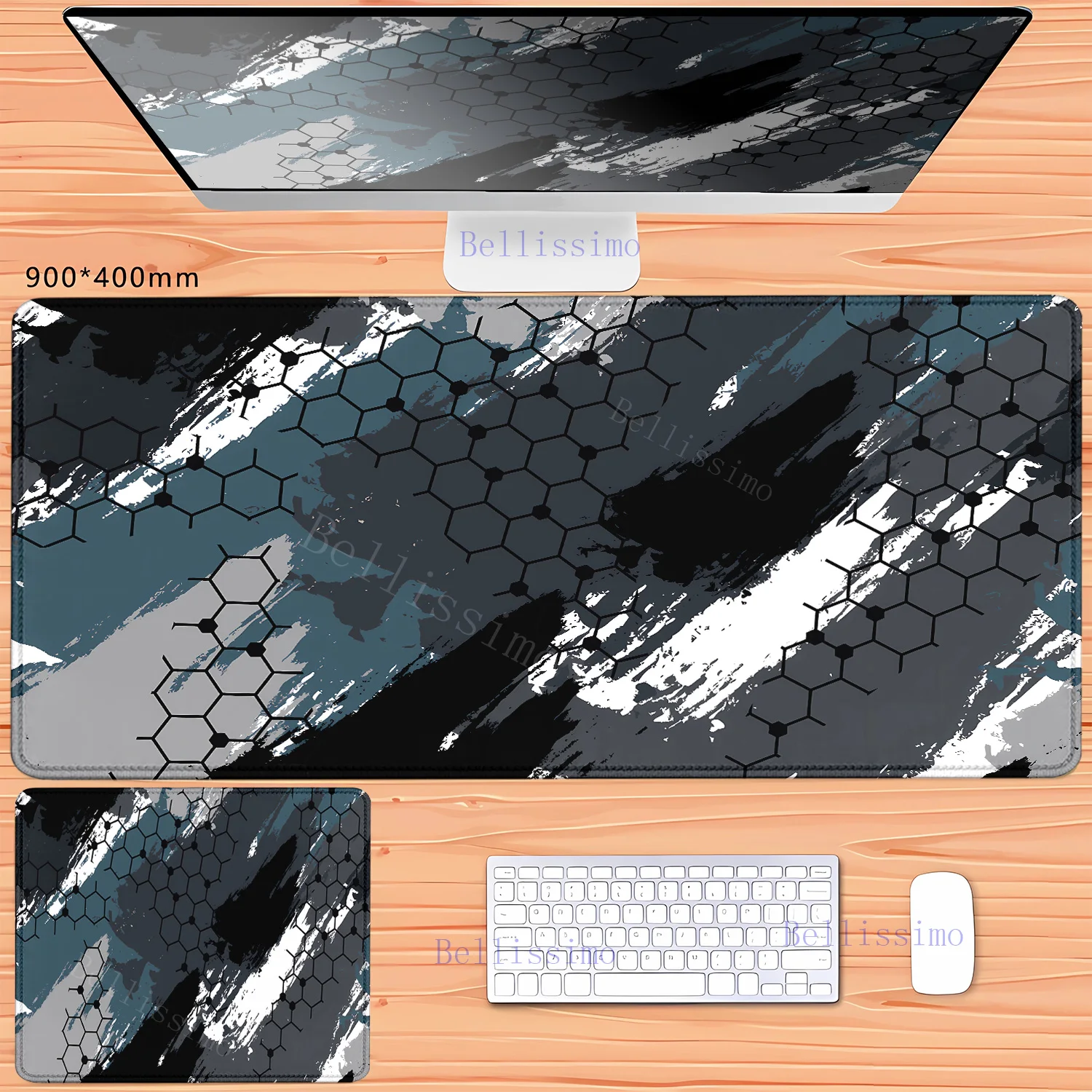 Alfombrilla de ratón geométrica hexagonal, alfombrilla de ratón de escritorio, bonita alfombrilla de escritorio HD, alfombrillas de teclado extendidas para juegos, alfombrilla de ratón grande para jugador de 90x40cm