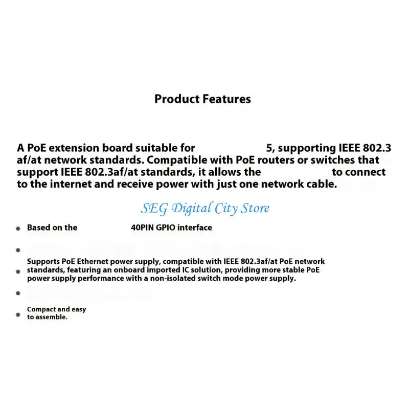 5th Gen 5V 5A電源40 PIN GPIO IEEE802.3AF/ATサポート用U75BPOE拡張ボード