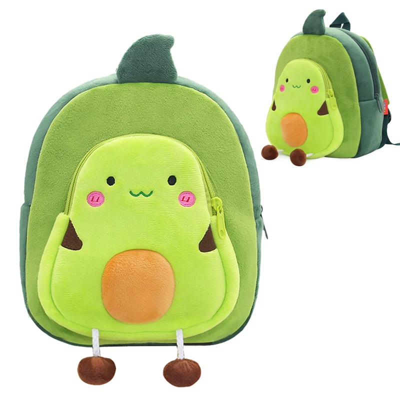 Cute Avocado School Backpacks for Boys Girls Soft Green Fruit Design Kids School Bags Small Travel Snack Pouch Mochila Escolar