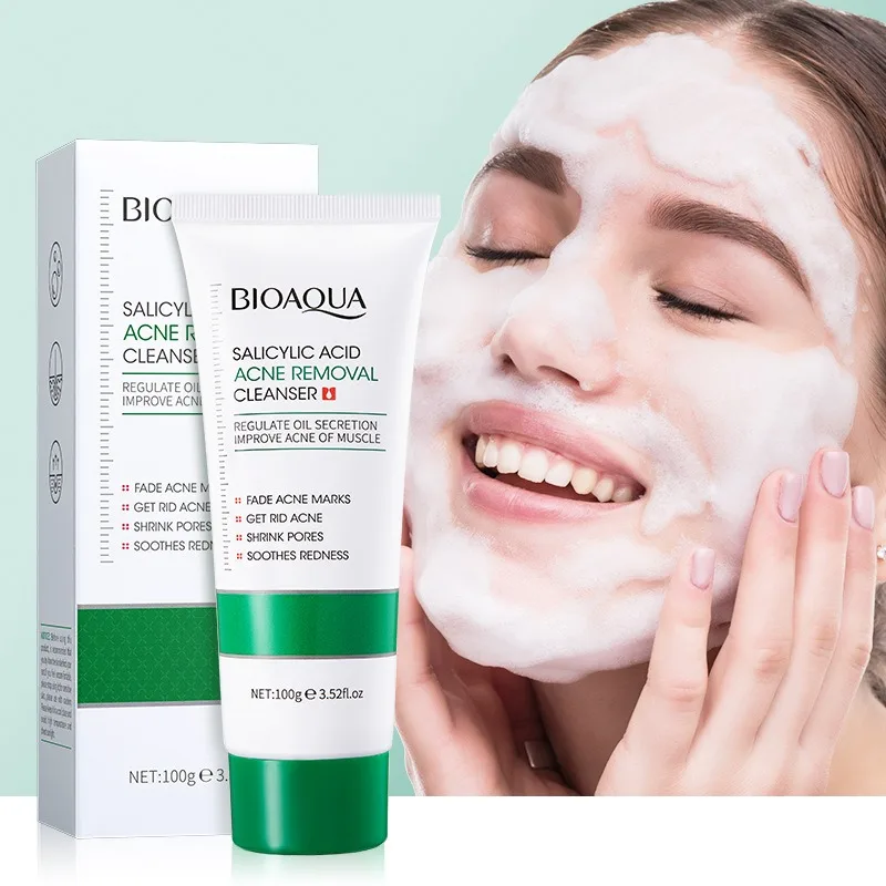 BIOAQUA Salicylic  Acid Facial Cleanser Acne Treatment Moisturizing Oil Control skincare Face Wash Foam Face Cleanser Skin Care