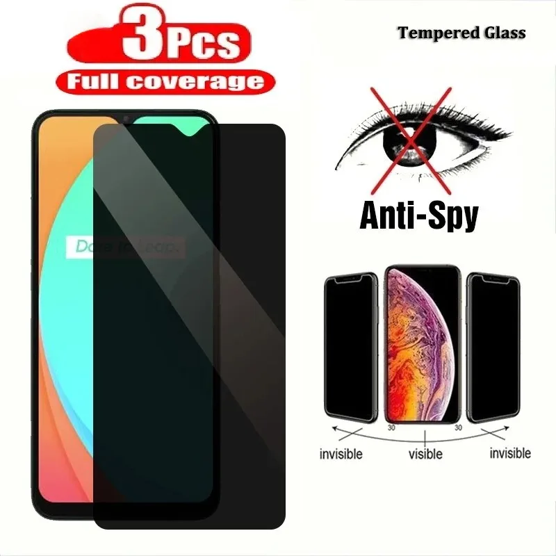 

3Pcs Privacy Tempered Glass Screen Protector for Realme C25S C30S C25Y C11 2020 C11 2021 C33 2023 Anti-Spy Glass