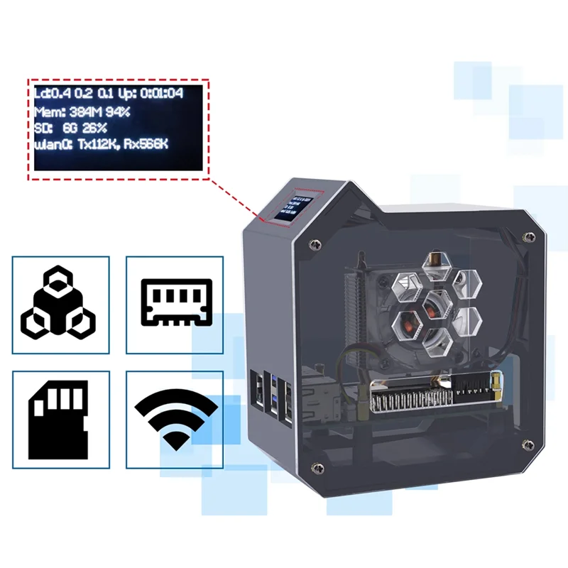 Хорошо изготовлено-для Raspberry Pi 5 ABS Mini Tower Case Kit с медной трубкой Ice Tower Вентилятор PWM JST RGB LED для RPI 5 Pi5