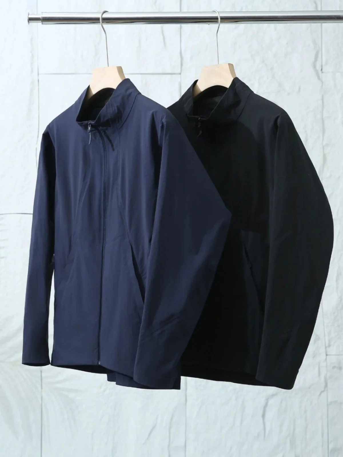 

Water-Resistant Full-S Men's Casual Commuter Jaet Stand Collar Coat Faionable Urban Sle Spring Autumn Stand Fit