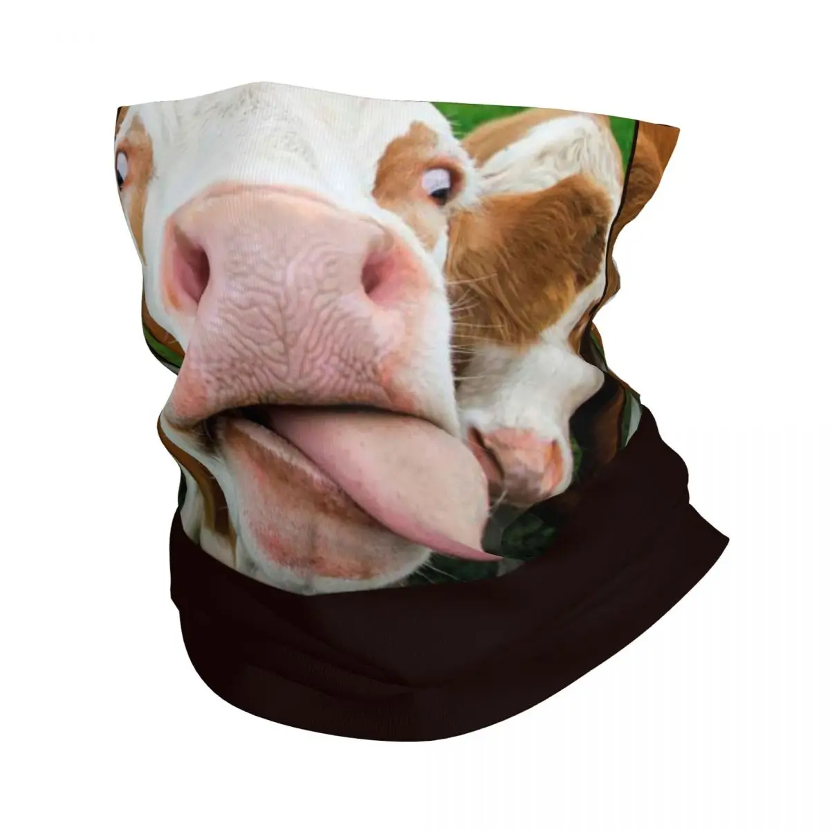 Funny Licking Cow Bandana Neck Gaiter Printed Wrap Scarf Multi-use Headband Running Unisex Adult Windproof