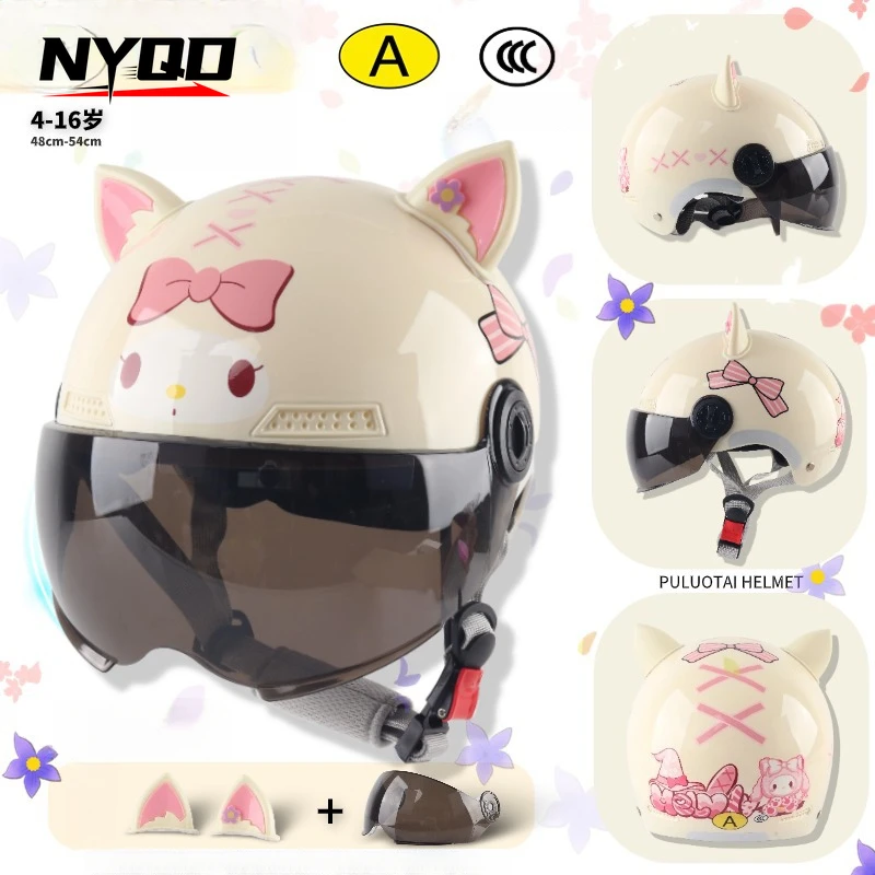 

Open Face Woman Cute Helmet Four Seasons for Kids Boy Girl Children Motorcycle Helmets Cartoon Electric Car Bike