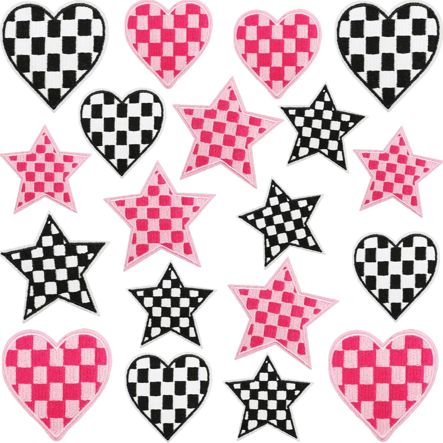 1PCS Ironing Patch Sewing on Clothes DIY for Clothing Lattice Love Embroidery Fusible Applique Badge Bag Decoration Stripes