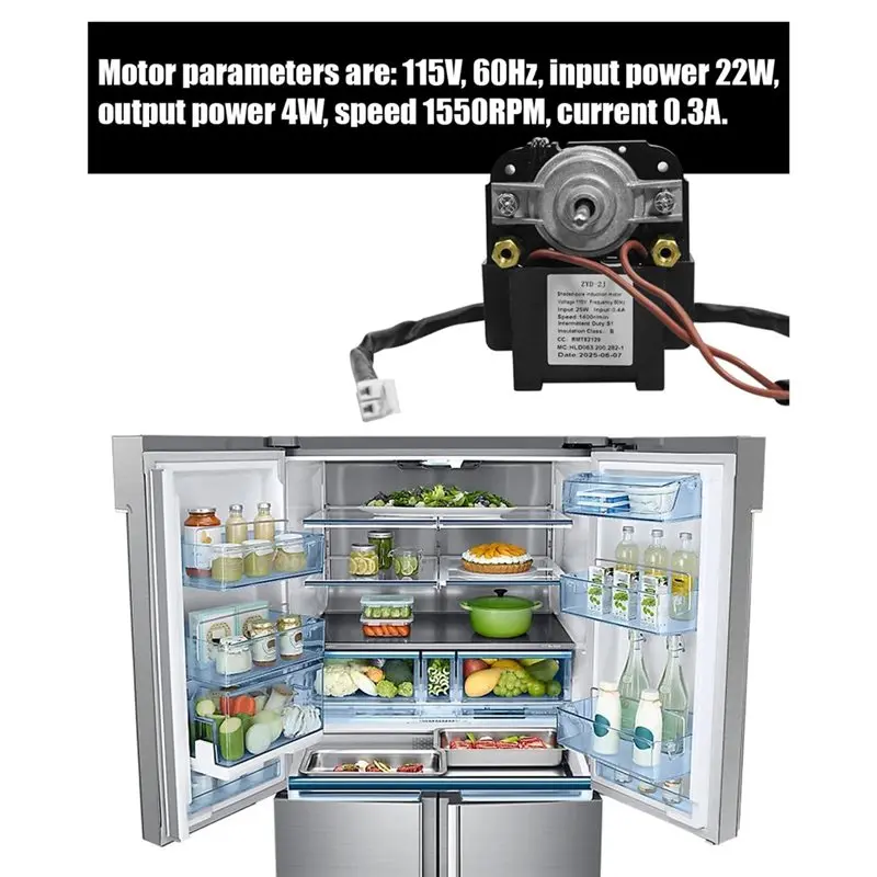 ABBZ-Shaded-Pole Motor 22W Input 4W Output 1550RPM 115V Refrigeration Fan Freezer Fan ZYD-2J-22 Series Refrigerator Replacement
