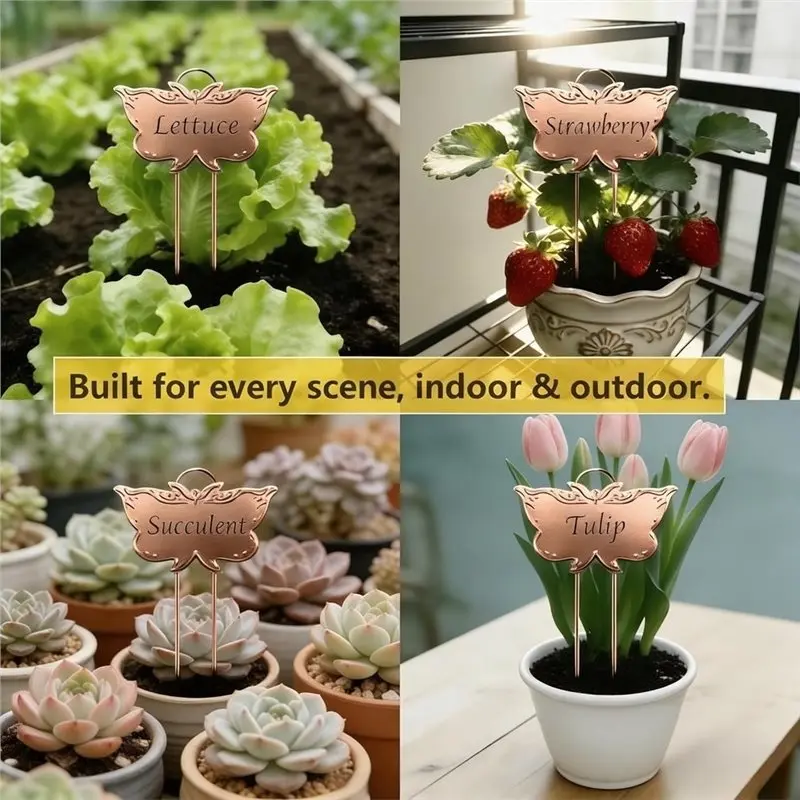 B97A-Rose Gold Metal Plant Labels 30 Pcs Outdoor Waterproof Garden Seed Stakes Tags For Flowers Fruits And Vegetables view 2
