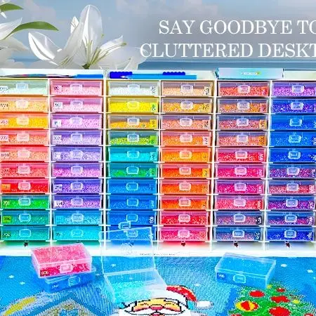 

ForeverYoung 3-in-1 Diamond Painting Tray Set 60PCS, 3 Racks, Lockable Trays with DMC Labels, 5D Diamond Art Organizer