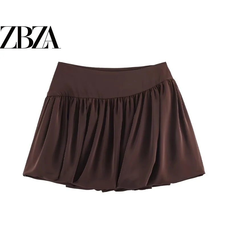 Fashionable Pure Color Pleated  Skirt Women's Short Fluffy Polyester Fiber Midi Skirt Standard Version 2026 Winter Collec...