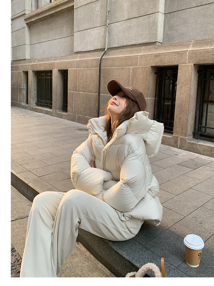 2026 New Women's Winter Short Hooded Puffer Jacket Korean Loose Thick Padded Jackets Female Lightweight Warm Solid Padded Parkas