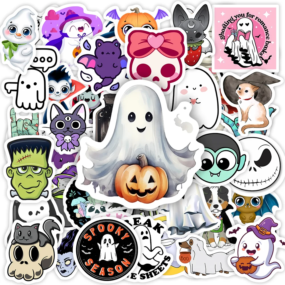 

Halloween Sticker Cartoon Cute Ghost Cat Pumpkin Sticker DIY Seal Decoration Decals PVC Waterproof Funny Party for Laptop Phone