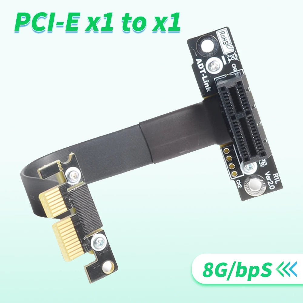 Riser PCIE x1 Extension Cable Dual 90 Degree PCI-E PCI Express 1X to 1X Slot Riser Card Extender Ribbon Cables for Bitcoin Miner