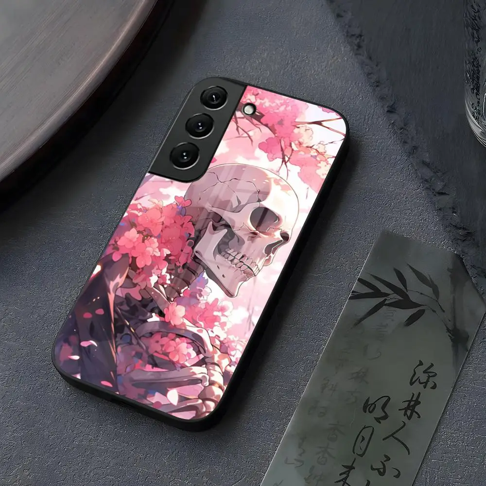 Art Skull Phone Case Glass for Samsung Galaxy S25 S24 S21 S22 S23 S20 Ultra Fe Plus A34 A54 A24 A16 A52 A53 M54 Cover