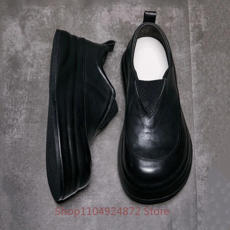 Luxury Designer Loafers Men's Horsehide Slip on Fashion Casual Breathable Thick Sole Handcrafted Genuine Leather Sneakers Male