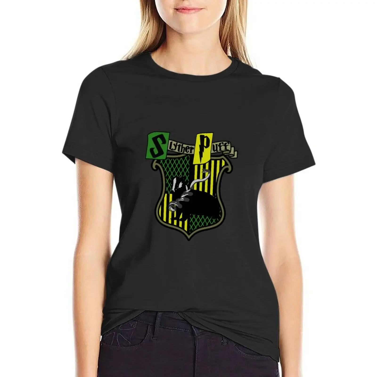

SlytherPuff Full Crest T-Shirt Female clothing vintage clothes lady clothes customs t-shirt dress for Women plus size