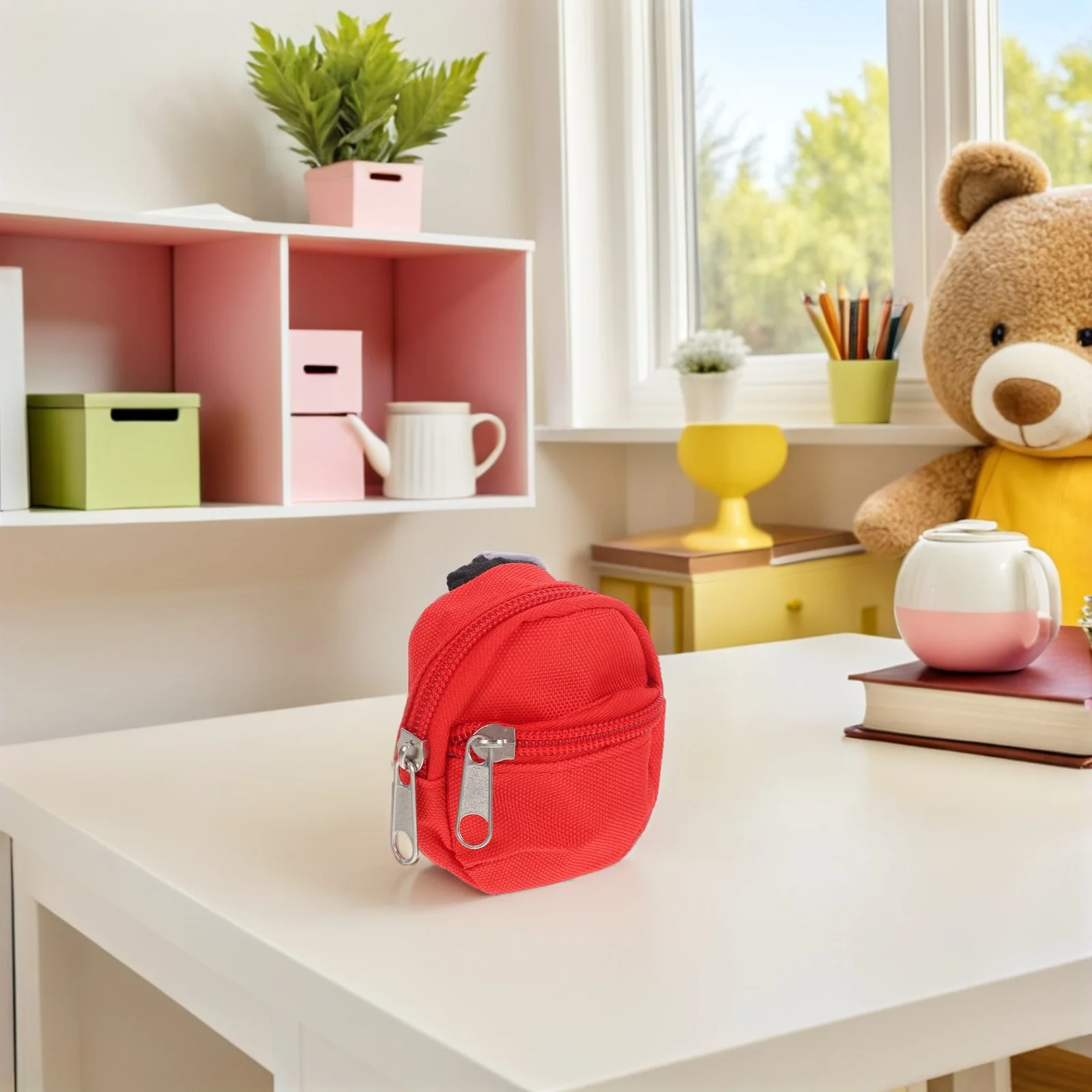 2 قطعة حقيبة ظهر صغيرة لطيفة بسحاب مقاس 1:6 حقائب مدرسية مصغرة لبيت الدمى للمشاهد الصغيرة وإكسسوارات الأزياء والعرض #5