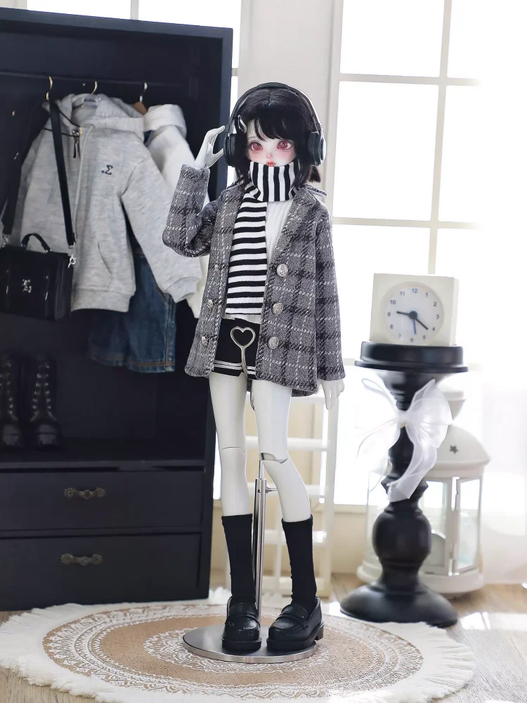 New Arrival BJD Doll Clothes For 1/4 Doll Accessories MSD MDD Checkered Suit Doll Dress Up Gift Diy Clothes(No Doll)