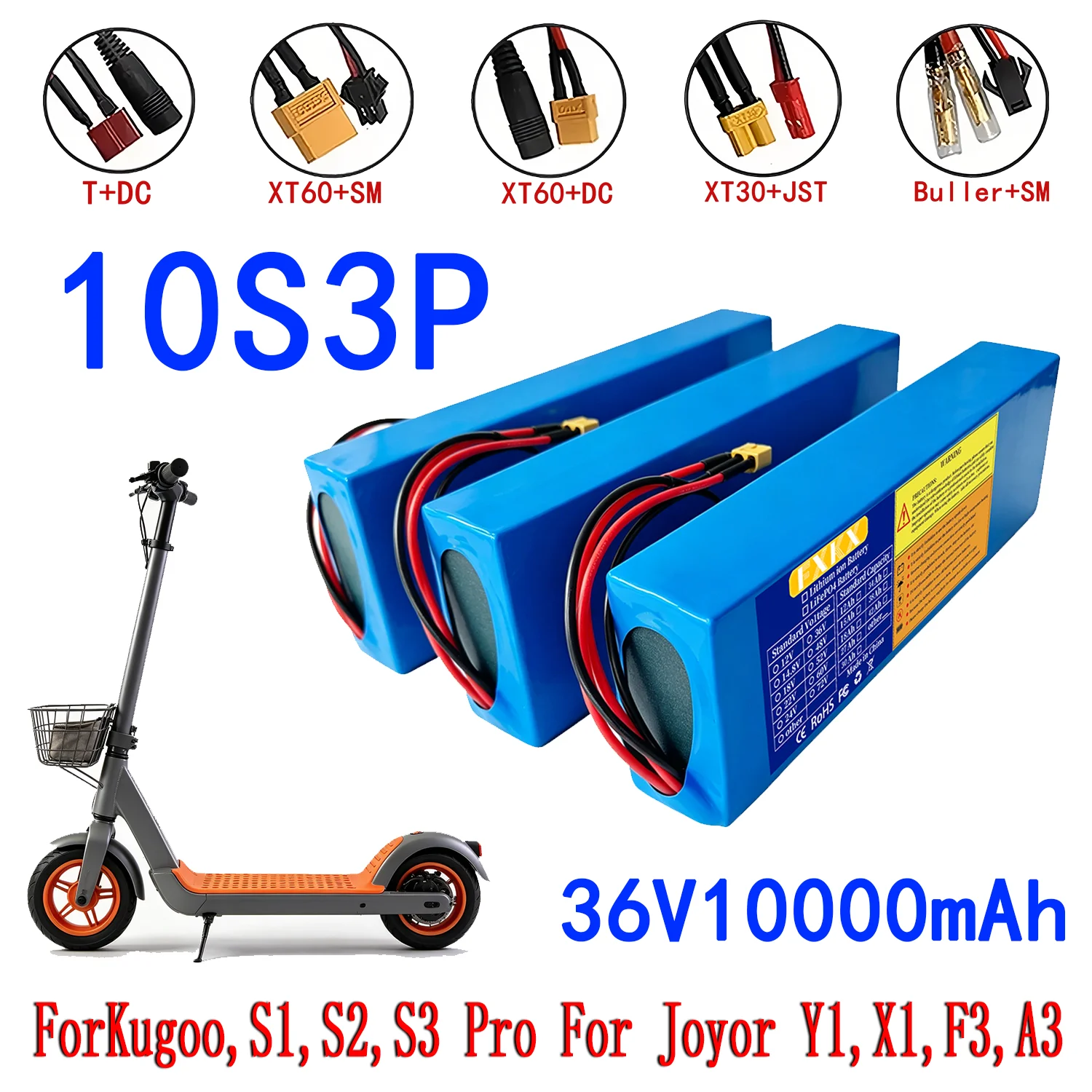 

2026 Upgrade 36V 10000mAh 10S3P 36v Electric Scooter Battery Pack 36v Battery Scooter 18650 Lithium M365 Electric Scooter
