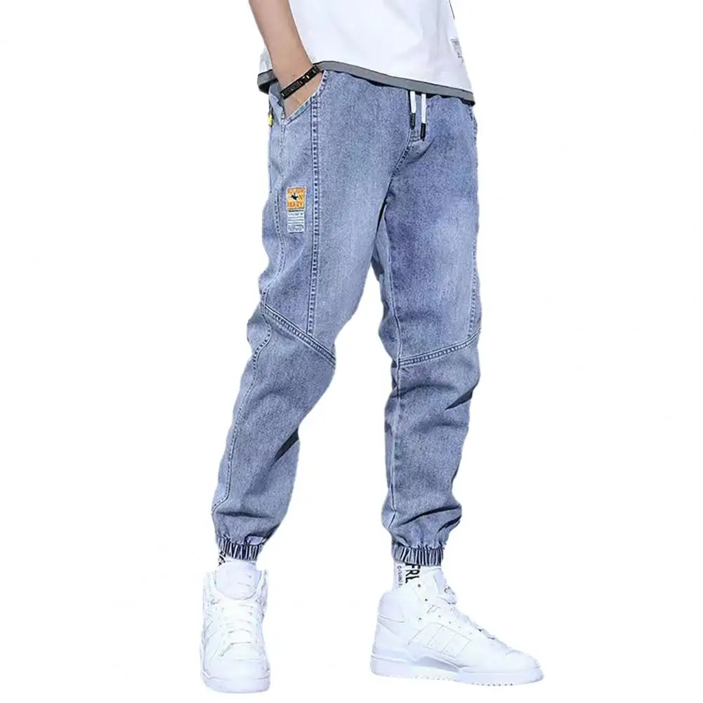 Calça jogger masculina de algodão Harajuku, calça jeans harém casual, moletom coreano masculino hip-hop, primavera e verão, 2023