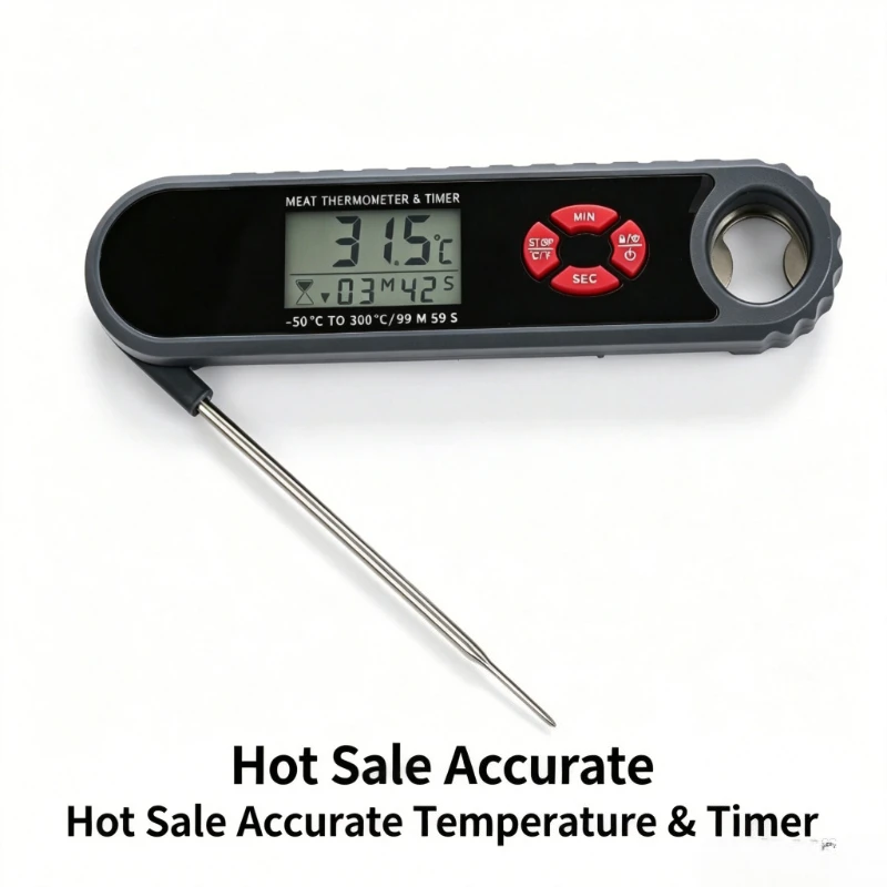 Digital Probe Food Thermometer Timer Function High Precision Cooking Temperature Gauge for Kitchen BBQ