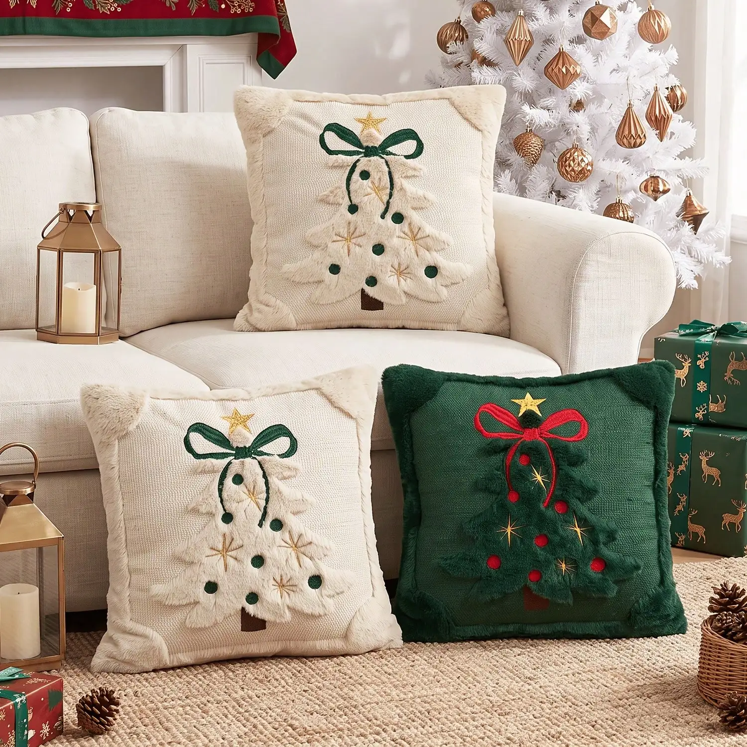 1/2 Pcs 3D Jacquard Christmas  - Pillow Insert 18X18 recension och pris