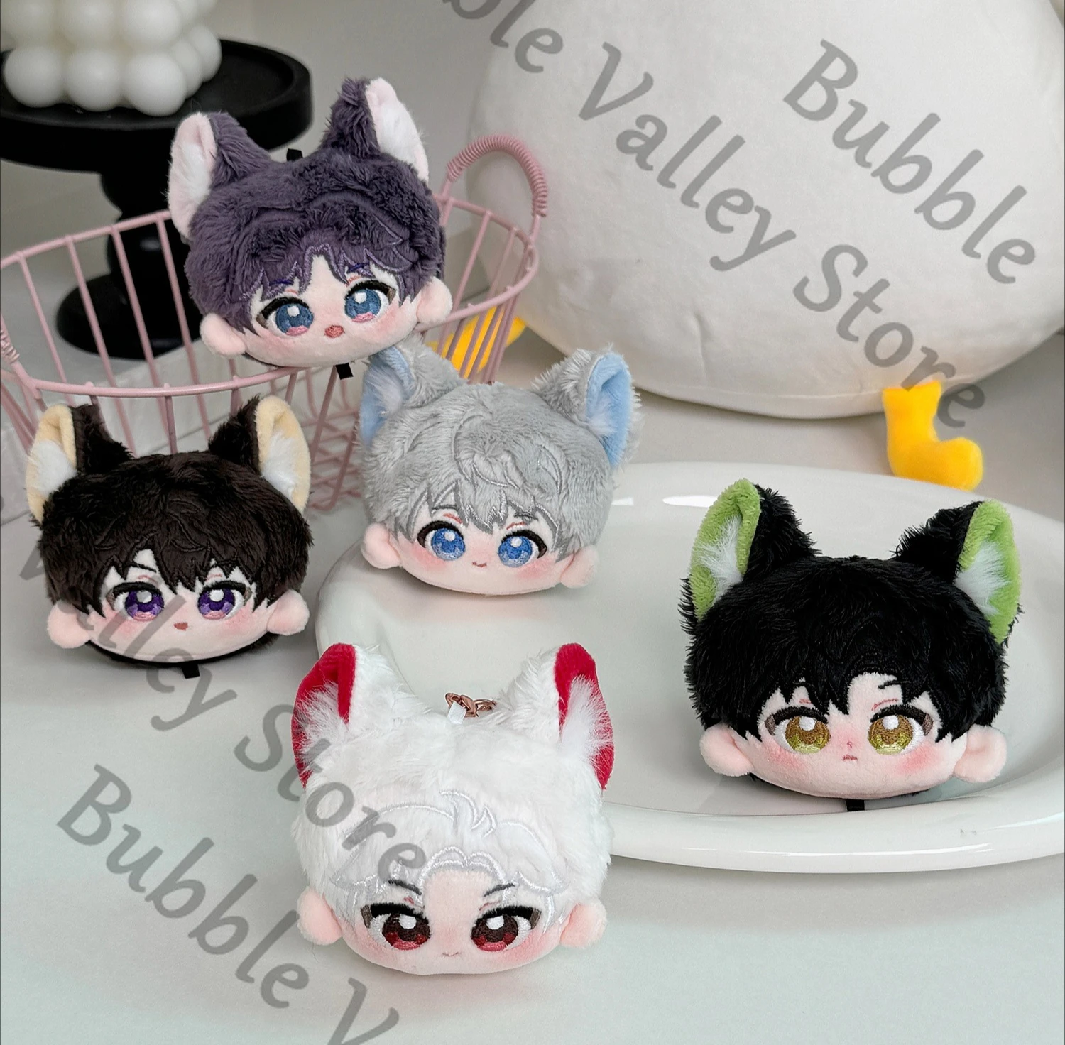 

Anime Love and Deepspace Sylus Zayne Rafayel Xavier Caleb Cosplay Fluffy Cat Ear Dumpling Maumet Pendant Cartoon Puppet Keychain