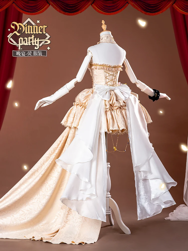 COS-KiKi Genshin Impact Lumine Dinner Party Eelgant Dress Game Suit Noble Courtly Cosplay Costume Halloween Role Play Outfit