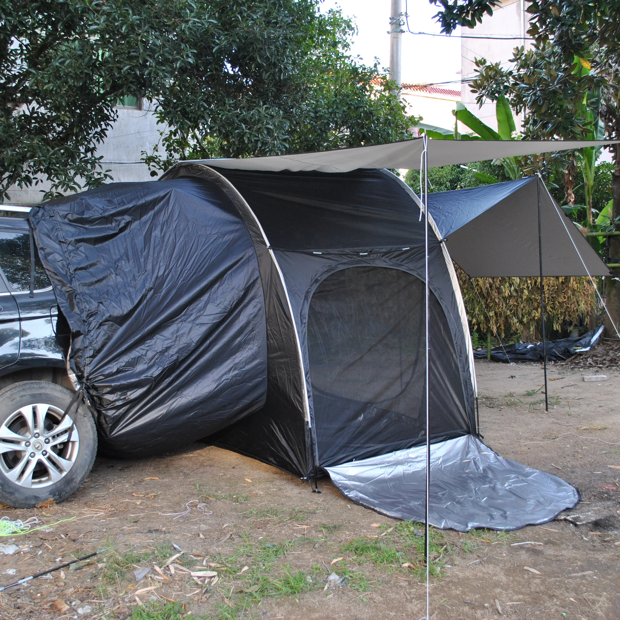 SUV Car Rear Extension Tent with Canopy, Anti-Mosquito Sunshade, Self-Driving Tour, Wilderness, Add Rainfly