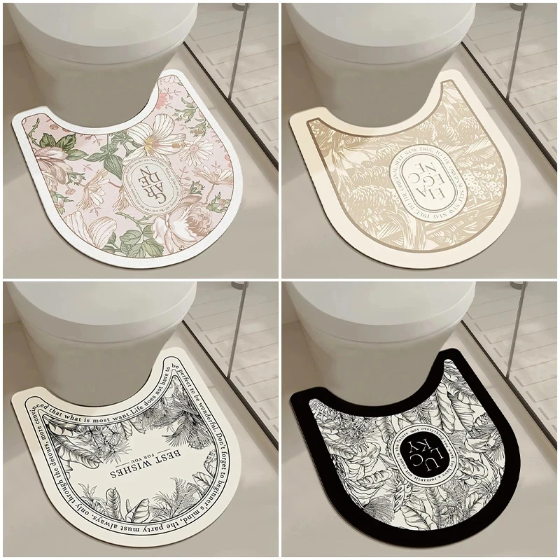 

Home Lightweight Luxury Retro Bathroom Anti-slip Mat U-Shaped Mat Water Absorbent Mat Bathroom Door Mat Home Practical Mat