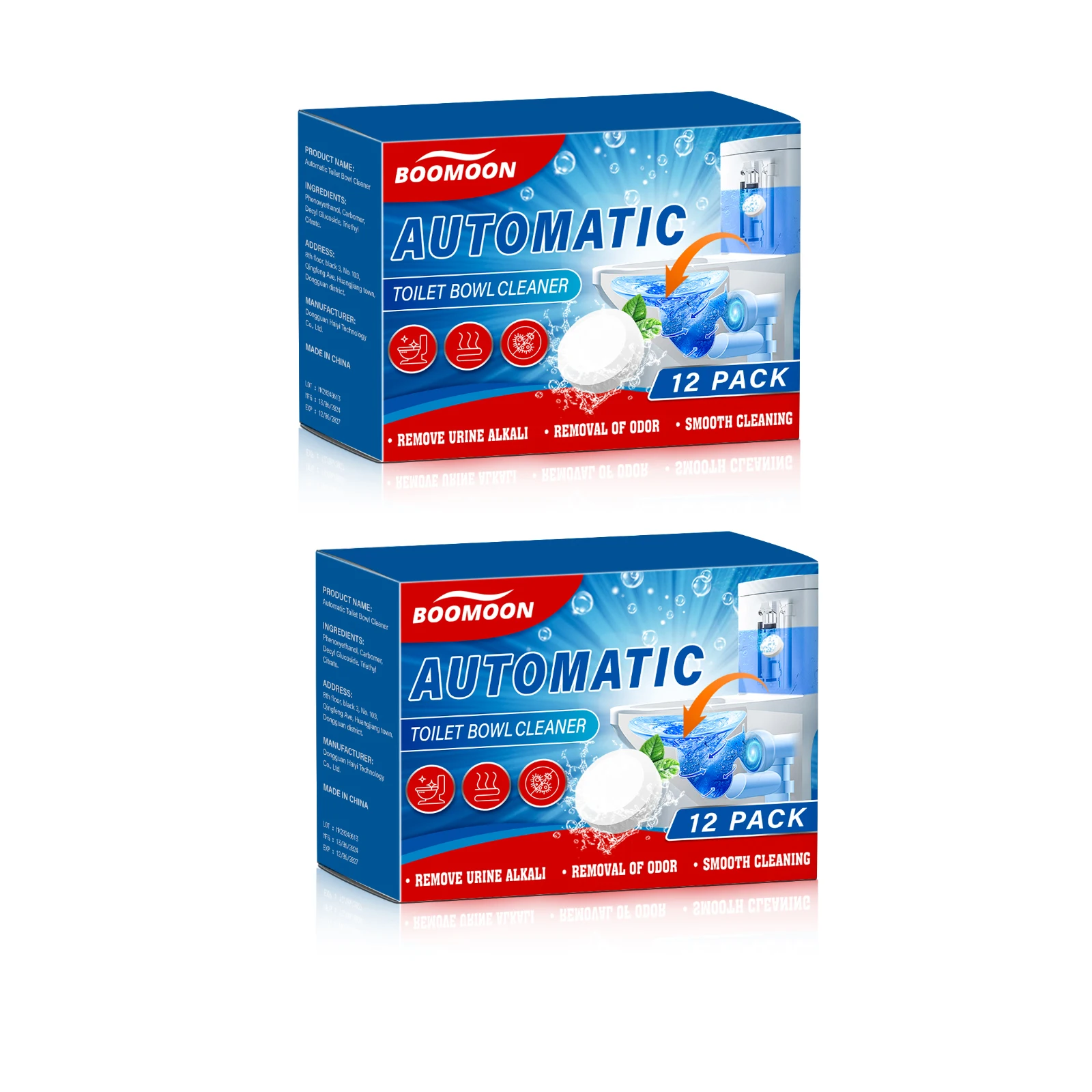 Geüpgradede All-in-One Automatische Toilet Reinigingstabletten 12-pack - Diepgaande reiniging, verwijdert direct kalkaanslag & urinegeur.