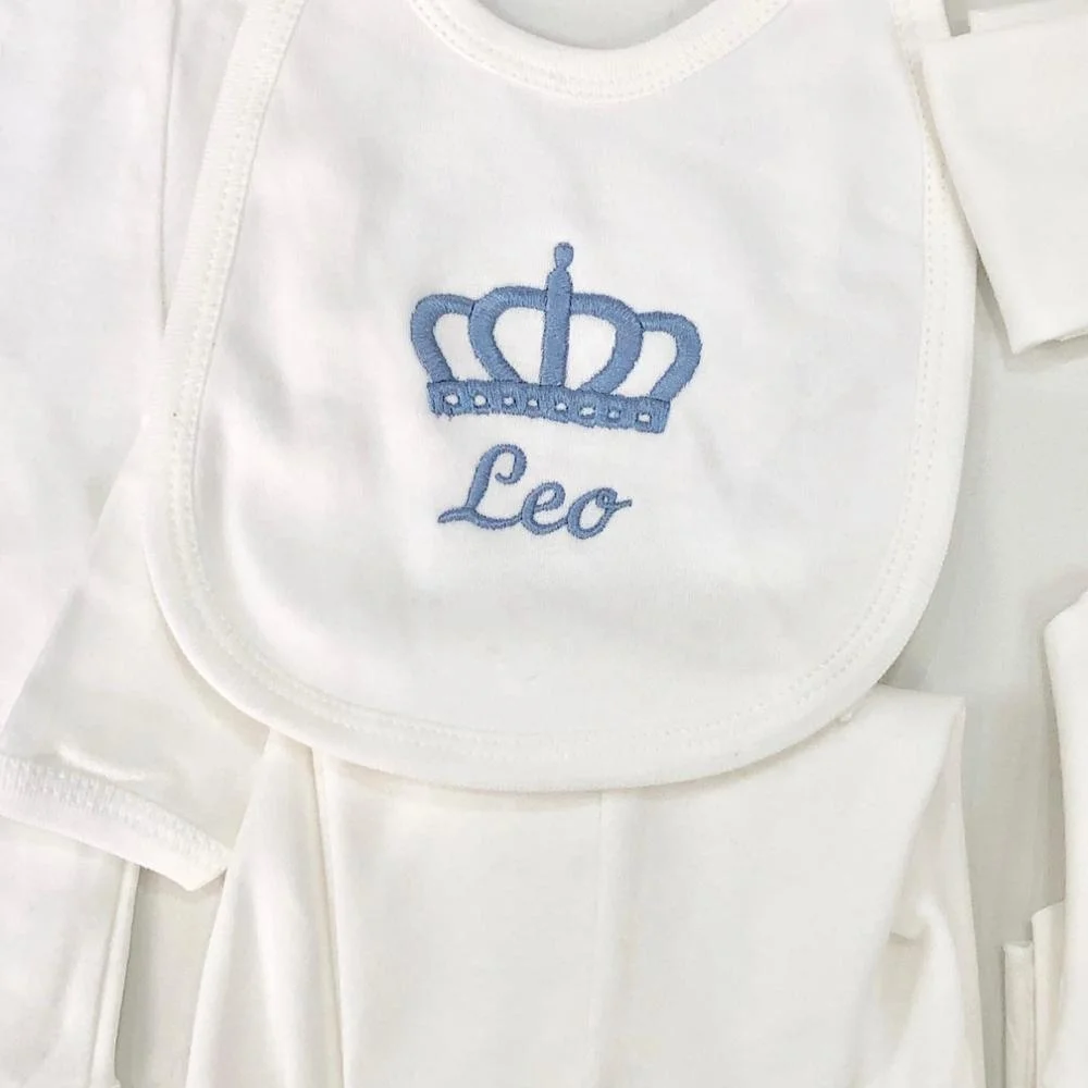 10 Pieces Blue 100% Cotton Fabric Knitted Wholesale Custom Newborn New Design Winter Clothes Clothing Luxury Baby Romper Set
