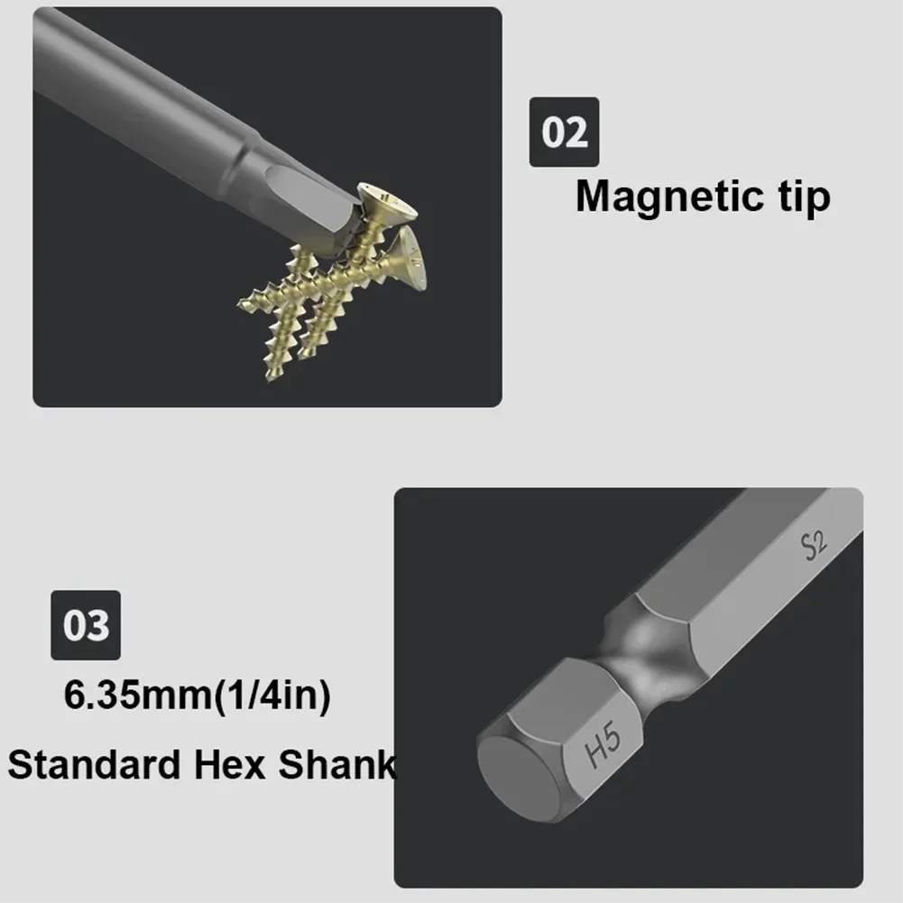 Imagem -05 - Hex Cabeça Allen Chave Broca Punho Longo s2 Aço Chave de Fenda Bits Metric Allen Chave de Parafuso Bits 100 mm 10 Pcs 4