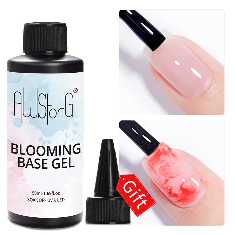 AWStorG 2 Teile/satz 50 ml Super Top Coat Und Klare Blühende Basis Gel Nagellack UV LED Soak Off Nail art Nagellack zum Verbreiten