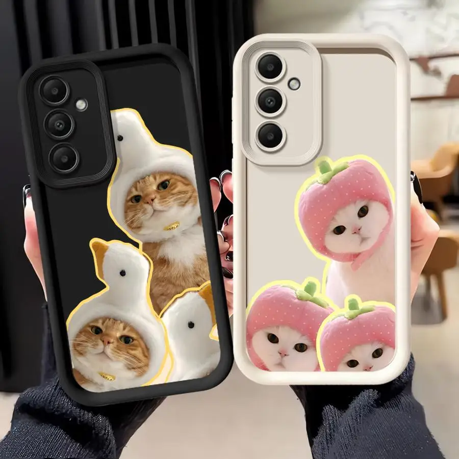 Cute Cat Phone Cover Case for Samsung Galaxy A12 A13 A53 A54 A71 A72 A35 A36 A51 A73 A56 A26 A32 A15 A16 A23 A34