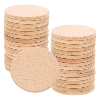 50/100 Stück 4–7 cm runde Münzen aus natürlichem Buchenholz, unvollendete leere Holzrunden, Scheiben, Token für DIY-Bastelprojekte, Ornament