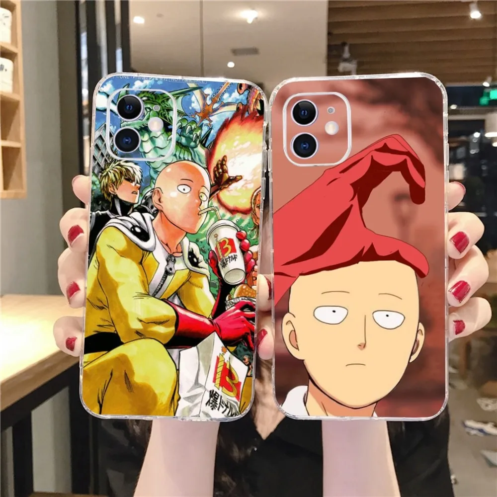 O-One Punch Mans Anime  Phone Case For IPhone 12,13,Mini,11,15,Pro,MAX,XR,XS,7,X,SE,8,14Plus Clear Soft Cover Fundas