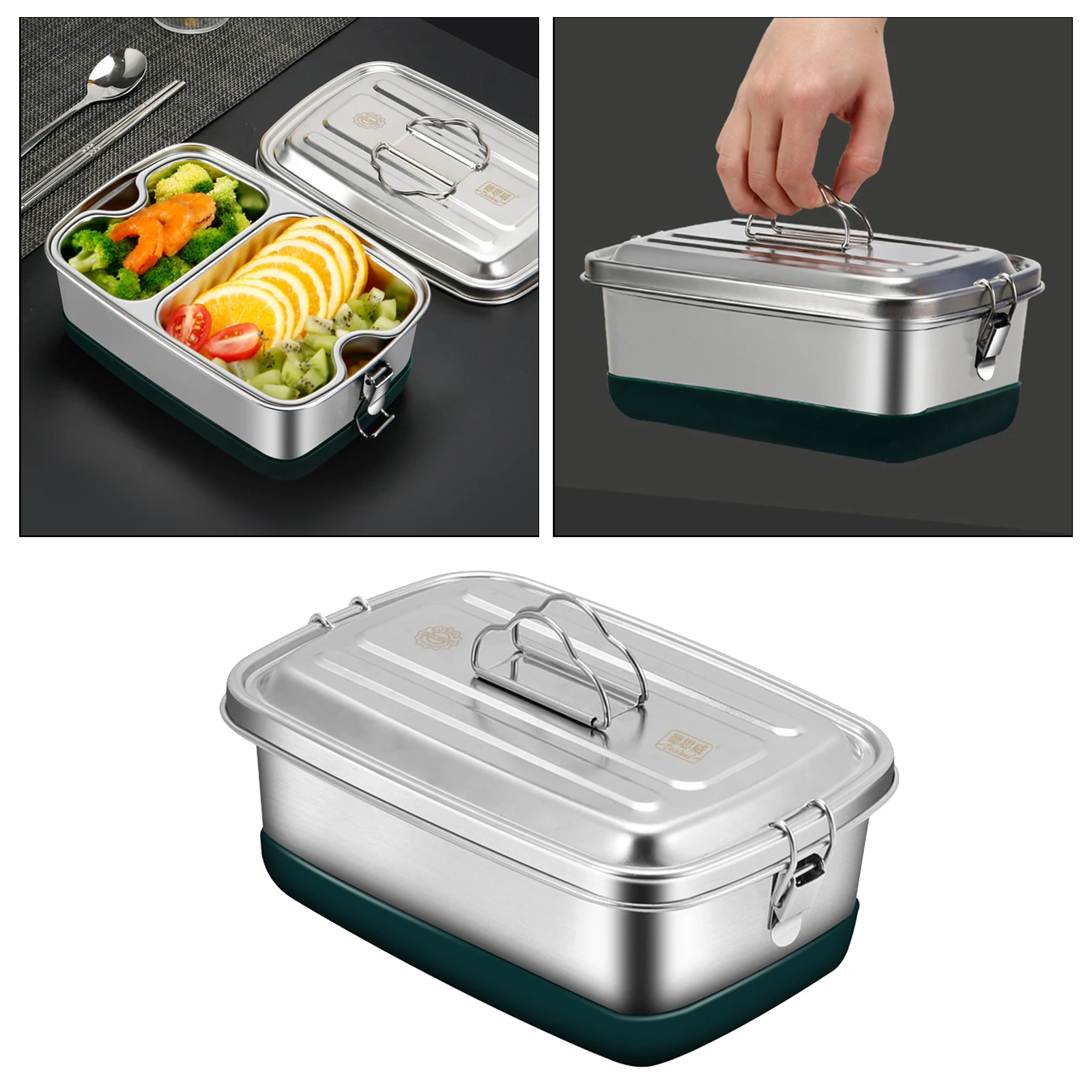 304 Stainless Steel Bento Box Lunch Box Food Container 2000ml 2 Tier 3