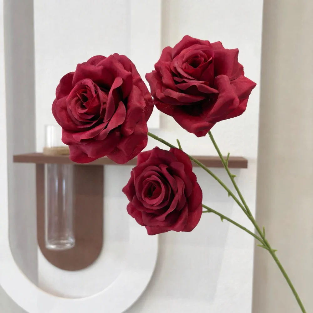 Three Head Artificial Gradient Rose Floral Arrangement For Wedding Road Lead Decoration Professional Party Supplies