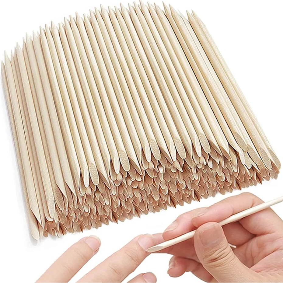 50/100 sztuk Nail Art Pusher pomarańczowe patyczki drewniane odpychacz do skórek Remover dżetów usuwanie kropki Manicure Pedicure narzędzia do pielęgnacji
